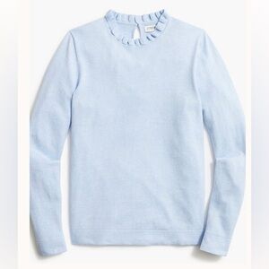 NWT J.Crew ruffleneck sweater for women, size M color heather sky blue